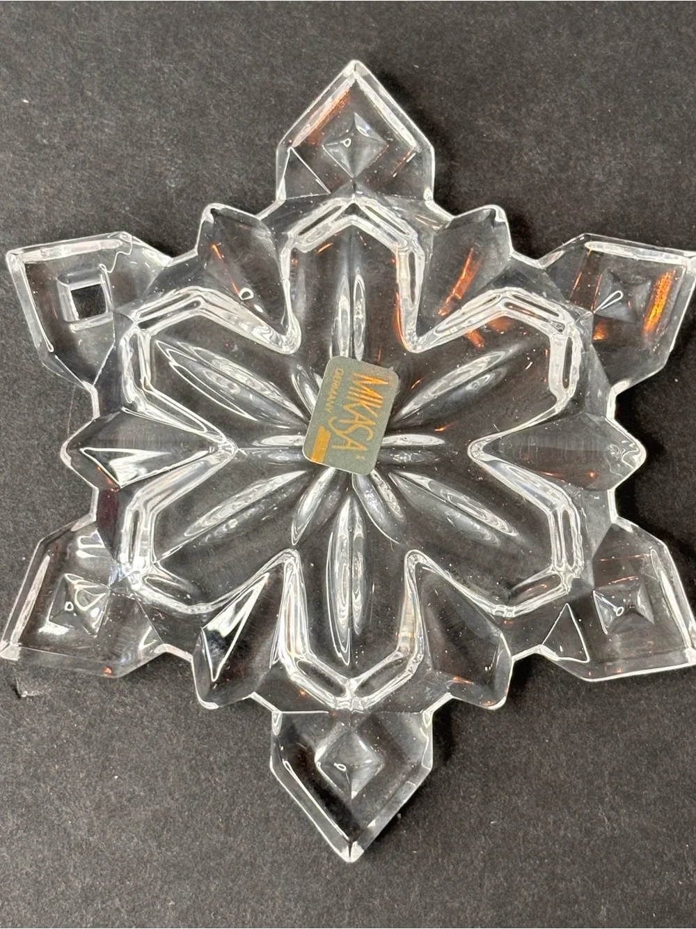 German Made Mikasa Crystal Snowflake Christmas Ornament w Original Label & Box